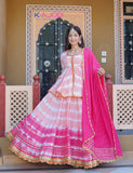 Peach Peplum Skirt With Dupatta Set